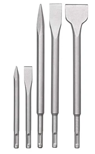 kwb SDS-Plus Meißel-Set für Bohrhammer - 5-teiliger Satz für Abbruch- und Renovierungsarbeiten - Robuster CR-Stahl - Praktischer Kunststoff-Koffer