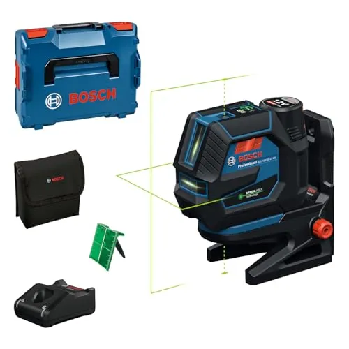 Bosch Kreuzlinienlaser GCL 12V-50-22 CG - Selbstnivellierender Laser mit grünen Linien für optimale Sichtbarkeit und Bluetooth-Steuerung. Ideal für präzise Nivellierarbeiten bis 50m. Lieferung inkl. L-BOXX, Akku und Zubehör.