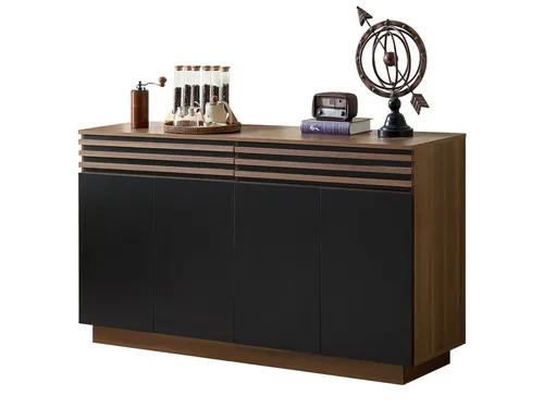 SeedWave Sideboard Kommode mit 4 Schranktüren und 2 Schubladen - Stylisches Sideboard mit modernem Design und praktischem Stauraum. Ideal für Wohn- und Essbereiche, bietet es flexible Fächer und Kippschutz für zusätzliche Sicherheit.