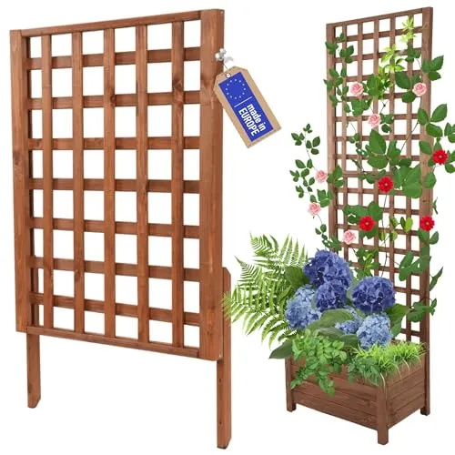 MODO24 Rankgitter aus FSC®-zertifiziertem Holz für Pflanzkübel – 94x60 cm, Braun