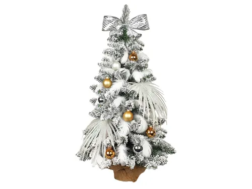Geschmückter künstlicher Weihnachtsbaum POLAR GOLD 60 cm mit LED-BELEUCHTUNG IM TOPF