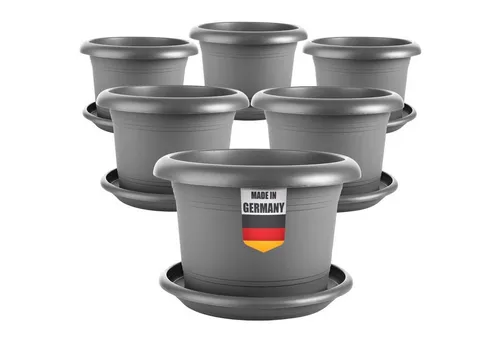 Centi Pflanzkübel Eleganter Pflanzkübel Set anthrazit robust (6er-Set)