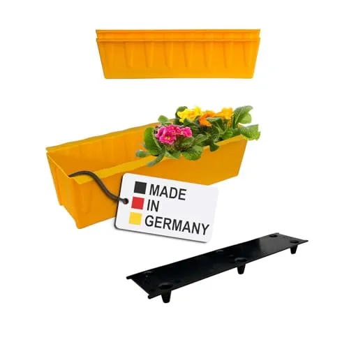 BURI 2 Euro-Paletten Blumenkästen-Einsätze inkl. Bewässerungsmatte | 37,3cm Gelb | Pflanzkasten für Europalette Palette | Balkonkasten | Blumentopf | aus stabilen Kunststoff | Made in Germany