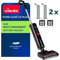 Vileda Handstaubsauger PureClean S5 Plus - Autostaubsauger mit 30 Minuten Betriebszeit für gründliche Reinigung von bis zu 180 m², leise mit 78 dB und in stilvollem Schwarz.