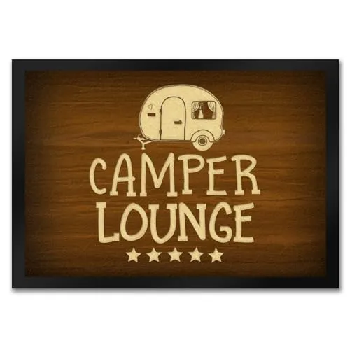 trendaffe - Camper-Lounge Fußmatte mit Wohnwagen Motiv Wohnwagen Wohnmobil Urlaub Gast Gäste