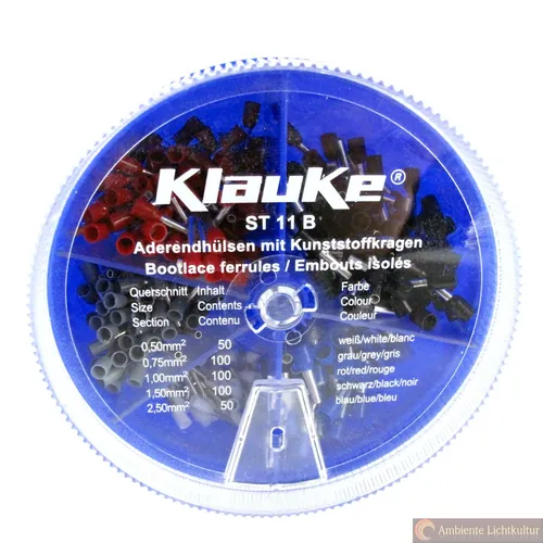Klauke ST11B Streudose bestückt - Spannhülsen: Klauke ST11B Streudose, ideal für präzise Verbindungen und einfache Montage in elektrischen Installationen.
