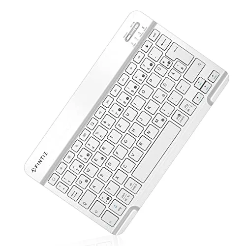 Fintie ultradünne Bluetooth QWERTZ-Tastatur weiß - Tastaturen, ultradünnes Design für optimale Portabilität und kabellose Freiheit beim Tippen