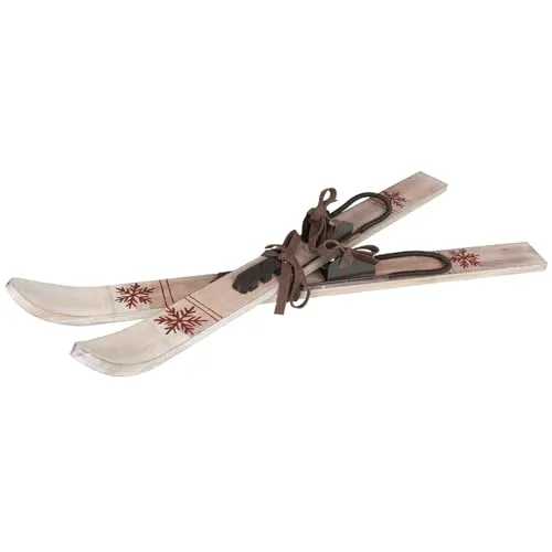 Christmas Paradise Deko Ski und Stöcke 60cm - Nostalgische Wand-Dekoration aus handgefertigtem Holz, ideal für gemütliche Weihnachtsstimmung in jedem Raum. Perfekt für Wohnzimmer, Flur und mehr.