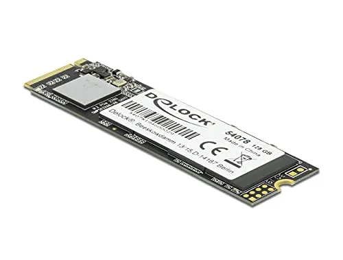 Delock M.2 SSD PCIe/NVMe Key M 2280-128 GB - Festplatte mit 128 GB Speicher, blitzschnellen Lese- und Schreibgeschwindigkeiten von bis zu 1800 MB/s und 700 MB/s – ideal für Gaming und anspruchsvolle Anwendungen.