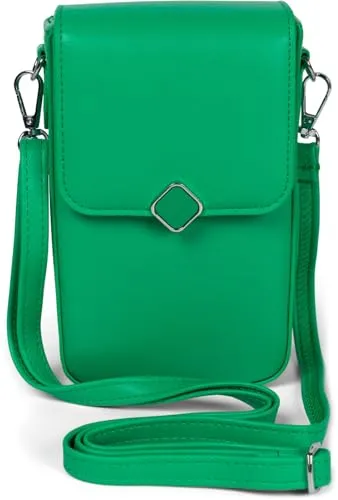 styleBREAKER Damen Box Bag Umhängetasche Grün - Elegante Umhängetasche mit 8 Kartenfächern und Magnetverschluss, ideal für stilbewusste Frauen. Abnehmbarer, verstellbarer Schultergurt für optimalen Tragekomfort.