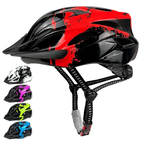 LeapBeast Fahrradhelm Kinder, Verstellbarer Kinderhelm für Jungen und Mädchen im Alter von 3-13 Jahren, Mehrere Belüftungen Helm, Multisport-Kinderhelm mit Visier, Schutzhelm (Rot, S (50-55cm))