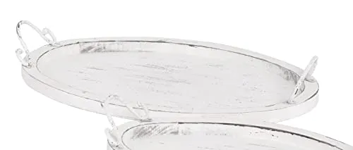 Grafelstein Tablett 2tlg. COTTAGE - Shabby Chic Set - 2-teiliges Set ovaler Tabletts im Shabby Chic aus Holz und Metall, ideal für stilvolle Präsentationen und dekorative Akzente in Ihrem Zuhause.