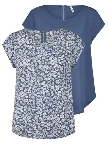 ONLY T-Shirt Damen Top ONLVIC Regular Fit (Vorteilspack, 2-tlg)