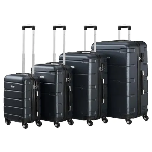 Zelsius Koffer Set 4 Stück, Anthrazit - Gepäck-Sets | 4-teiliges Set mit verschiedenen Größen für jede Reise, ausgestattet mit Zahlenschloss und robustem ABS-Material für optimale Sicherheit und Haltbarkeit.