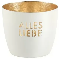 Madras Windlicht Alles Liebe M weiß/gold