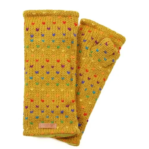 McRon Damen Gestrickte Pulswärmer Stulpen Modell Ines regenbogen (Ocker), Einheitsgröße