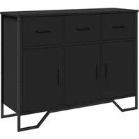 vidaXL Sideboard Schwarz 97x32,5x74,5 cm - Moderne Kommode aus langlebigem Holzwerkstoff mit stabilen Metallbeinen, viel Stauraum und praktischen Türen für eine stilvolle und organisierte Wohnumgebung.