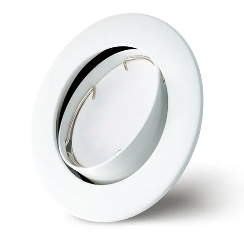 Set Einbaustrahler Perlsilber Ø75mm Lochbohrung mit LED Modul 5 Watt 400 Lumen Warmweiß 2700K ultra flach 30mm schwenkbar