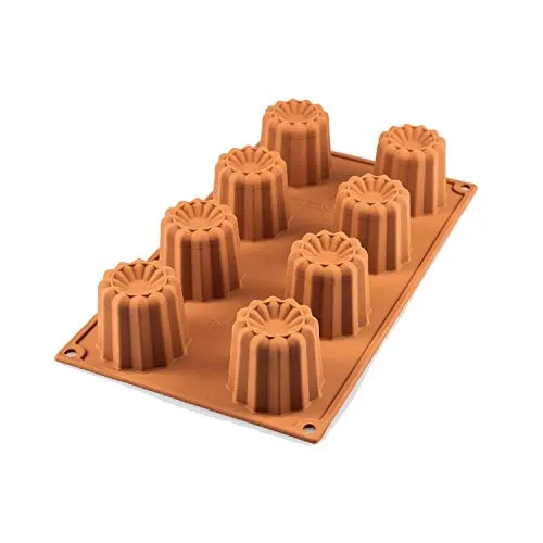 silikomart | SF050 Silikonform für BORDELAIS Monoportionen, antihaftbeschichtet, 9 Hohlräume, 1er Pack Kuchenform, Ø 55 h 50 mm, Made in Italy, Terracotta