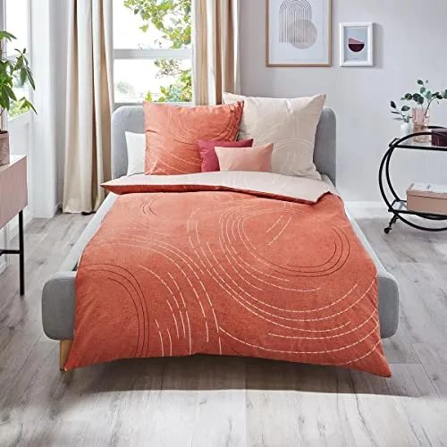 Kaeppel Mako-Satin Bettwäsche Jaro Zinn, 1 Bettbezug 200 x 200 cm + 2 Kissenbezüge 80 x 80 cm - Bettwäsche-Sets: Hochwertige Mako-Satin Bettwäsche mit praktischem Reißverschluss, waschbar bis 60°C, für perfekten Schlafkomfort und stilvolles Design.