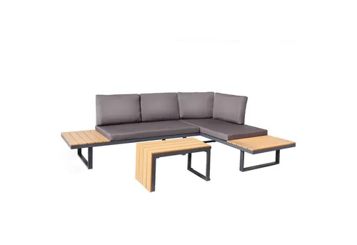 Wetterfestes Gartenmöbel Set IBIZA MODULAR LOUNGE 250cm - Gartenmöbel Set aus wetterfestem Aluminium und pflegeleichtem WPC, ideal für gemütliche Stunden im Freien mit Familie und Freunden.