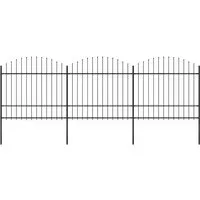 vidaXL Gartenzaun mit Speerspitzen aus Stahl, 1,5-1,75 m hoch, 5,1 m lang - Gartenzäune für Sicherheit und Privatsphäre: Robuster Stahlzaun mit dekorativen Speerspitzen, ideal für private und geschäftliche Grundstücke, einfach zu montieren.