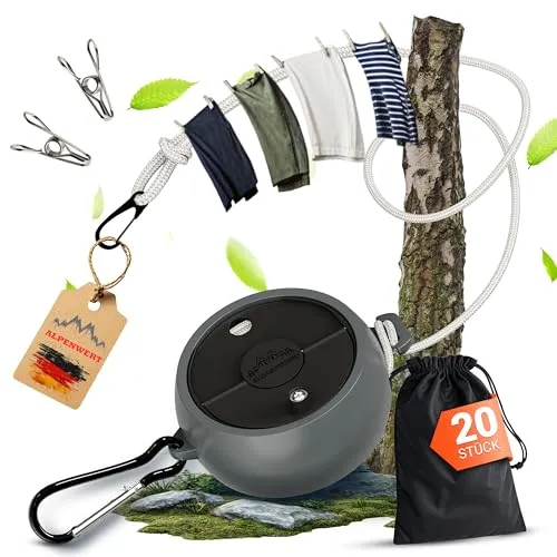 ALPENWERT® ROBUSTE Wäscheleine ausziehbar 10m