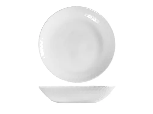 Home Arc Pampille Suppenteller aus weißem Opal, 20 cm, Diamant-Effekt, 6 Stück