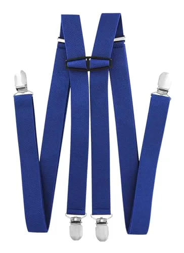 axy Hosenträger für Herren breit 2,5 cm in H-Form mit 4 Hosenträger Clips extra stark längenverstellbar (Blau)