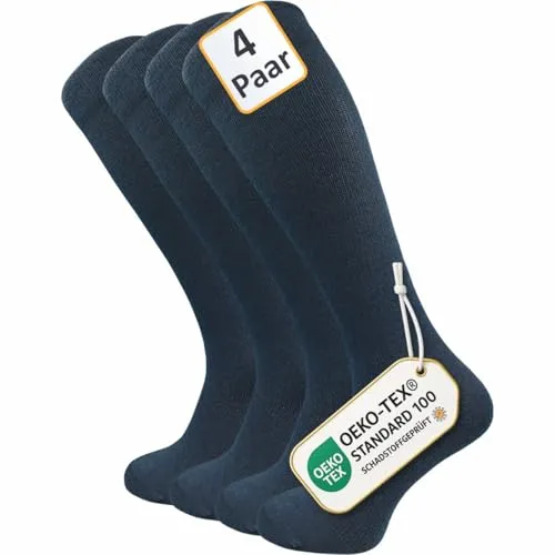 GAWILO Kompressionsstrümpfe für Damen & Herren (4 Paar) - Sportsocken aus atmungsaktiver Baumwolle für verbesserten Komfort und Durchblutung, ideal für Reisen und Büroarbeit. Reduziert Schwellungen und Müdigkeit in den Beinen.