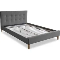 Homestyle4u 1733 Polsterbett 160x200 - Modernes Polsterbett in Grau mit gepolstertem Kopfteil für angenehmes Anlehnen. Inklusive Lattenrost, stabiler Hartholzrahmen und einfacher Aufbau für Ihr Schlafzimmer.