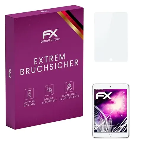 atFoliX Glasfolie kompatibel mit Apple iPad Mini 3 Panzerfolie, 9H Hybrid-Glass FX Schutzpanzer Folie