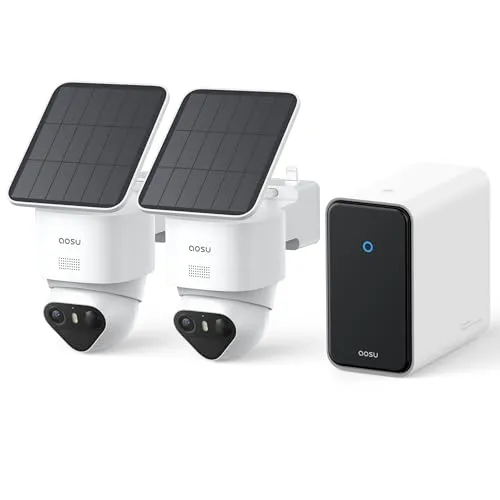 aosu T2 Ultra 4K Überwachungskamera Aussen Solar Akku, 360° PTZ TrueColor | Kein Abo, 2 Cam mit aosuCortex, 32GB Lokal & 16TB Erweiterbare, AI Person/Tier/Auto-Erkennung, Dual Wifi, für Haus & Garten