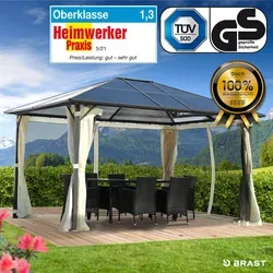 BRAST Aluminium Pavillon 3x4m mit Moskitonetz - Hochwertiger Gartenpavillon aus pulverbeschichtetem Aluminium, wasserdicht und UV-geschützt mit integriertem Moskitonetz für optimalen Schutz und Komfort im Freien.