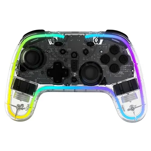 Snakebyte GAMEPAD RGB S - Wireless Controller für Nintendo Switch - Controller für Nintendo Switch mit präzisen Hall-Effect-Sensoren und RGB-Beleuchtung für individuelles Gaming-Erlebnis und lange Akkulaufzeit von 6-10 Stunden.