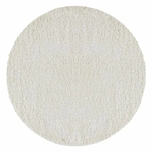 Teppium Moderner Hochflor Teppich Rund 80 cm Creme - Flauschiger Shaggy Teppich für Wohnräume - Runder Hochflor Teppich für Wohnzimmer, Schlafzimmer und Küche. Extra weich und pflegeleicht, sorgt er für ein angenehmes Laufgefühl. Das schlichte Design passt perfekt zu jedem Einrichtungsstil.