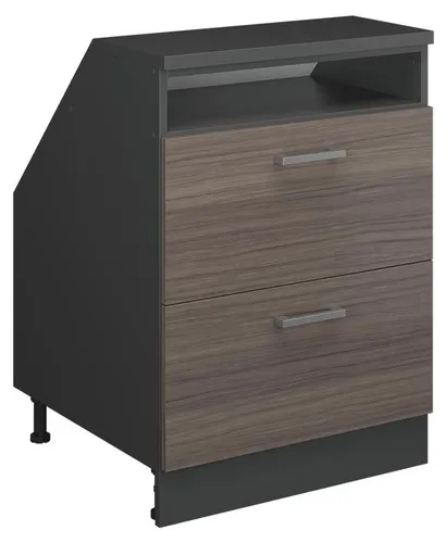 Vicco Unterschrank R-Line, Edelgrau/Anthrazit, 60 cm mit 2 Schubladen - Der praktische Küchenschrank R-Line für Dachschrägen bietet optimalen Stauraum und ist besonders stabil. Mit 60 cm Tiefe ideal für Geschirr und Vorräte. Hochwertige Verarbeitung für zuverlässige Nutzung.
