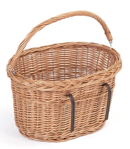 Fahrradkorb mit Tragegriff aus Weide für Lenker Form oval (40 cm Natur)