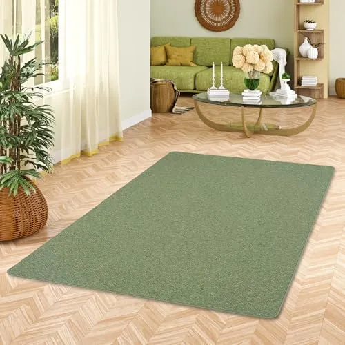 Alma Grün Meliert Teppich - Strapazierfähig und Pflegeleicht - Teppich für Wohnzimmer, Flur & Schlafzimmer, aus robustem Polypropylen, schmutzabweisend und ideal für Haushalte mit Kindern oder Haustieren.