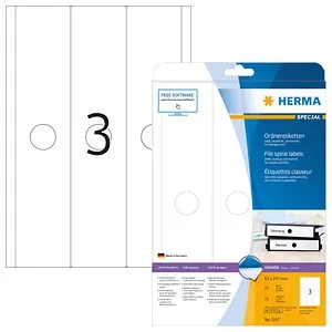 HERMA Ordneretiketten Selbstklebend Breit 5167 DIN A4 63 x 297 mm Weiß 25 Blatt à 3 Etiketten