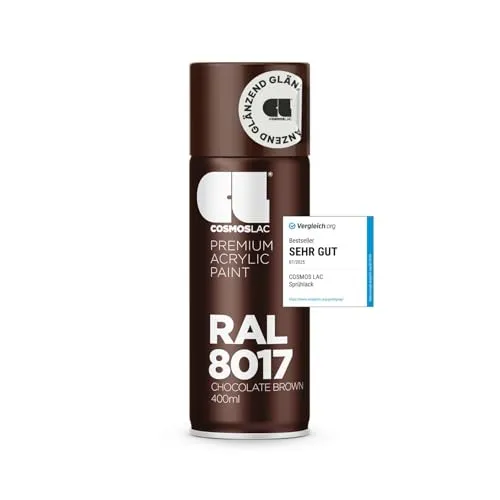 CL COSMOS LAC Acryllack Sprühdose in vielen RAL Farbtönen - 400ml Spraydose perfekt für DIY, Upcycling und andere Lackierarbeiten geeignet (RAL 8017 - Schokoladenbraun)