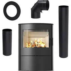 Kaminofen KRATKI AB/S/2/ROLLO Ø 150 10 kW - Kaminöfen mit eleganter Stahlkonstruktion und TERMOTEC-Speichermaterial für langanhaltende Wärme. Ideal für moderne Wohnräume mit intuitiver Luftregulierung und Clean-Glass-System.