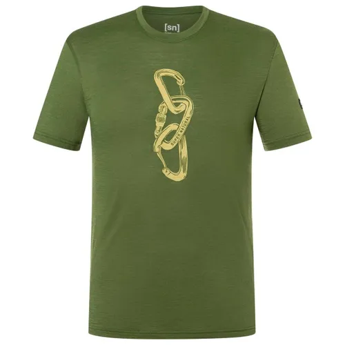 Super.Natural M Carabineri Tee Chive/Dried Tobacco - Das M Carabineri Tee von Super.Natural vereint Stil und Funktionalität für aktive Männer. Hergestellt aus atmungsaktiver ADVANCED WOOL 140, ideal für Outdoor-Aktivitäten und den Alltag. Pflegeleicht und komfortabel!