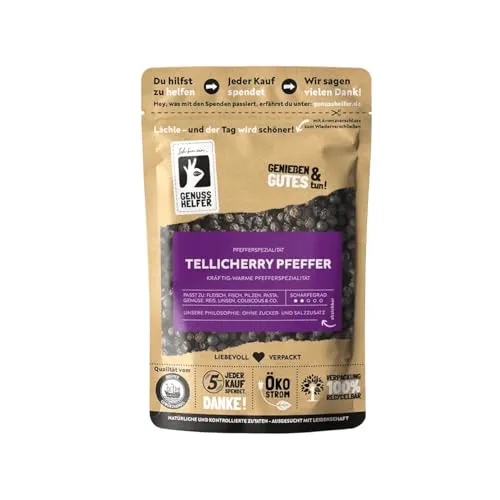 Bremer Gewürzhandel Tellicherry Pfeffer, ganz, edler Pfeffer für die Mühle mit intensiven Aromen zum Kochen und Backen, 10 x 100g