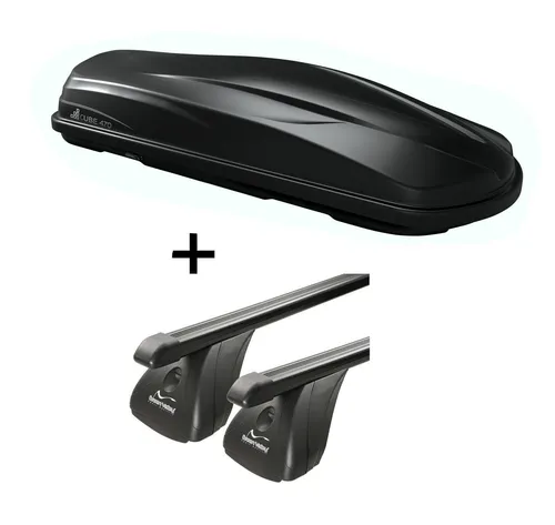 Dachbox CUBE470 + Dachträger VDP Stahl für VW Golf Plus 2005-2014 - Gepäckträger mit robuster Stahlkonstruktion, ideal für zusätzlichen Stauraum auf Reisen.