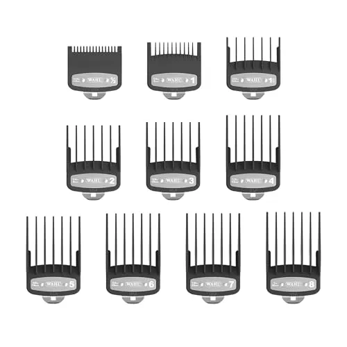 Wahl Aufsteckkamm-Set Premium 1,5-25 mm 10S - Rasierzubehör für WAHL Maschinen, aus mineral- und glasfaserverstärktem Kunststoff für hohe Langlebigkeit und angenehmen Komfort beim Frisieren.