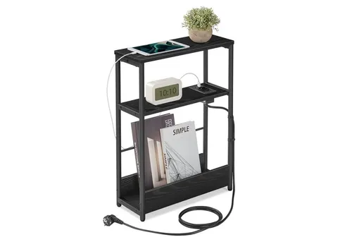 VASAGLE Beistelltisch mit Ladefunktion in schwarz von VASAGLE