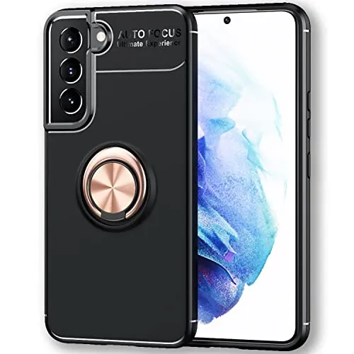 NALIA Ringhülle für Samsung Galaxy S22 Plus - Ring-Ständer 360° & für Magnet-Halter - GRIP360 (Mattiertes Silikon Case) - Marke aus Berlin, Farbe:Rose Gold