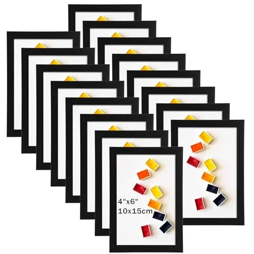 Ditwis 16 Stück Bilderrahmen 10x15 Schwarz, Fotorahmen für 15x10 cm Fotos und Bilder, Wand- und Tischaufstellung, Modern Rahmen für Wohn-, Schlaf- und Büroräume