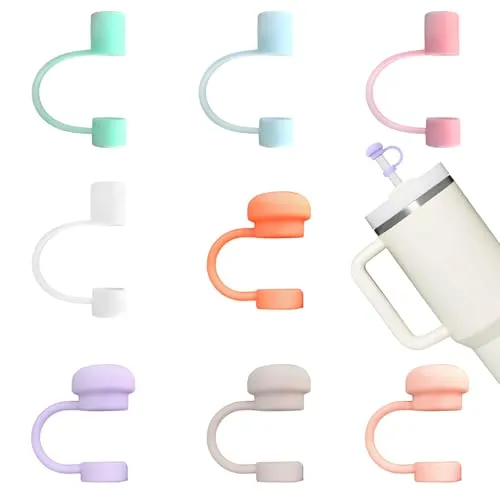 AOTWAN 8 Stück Zubehör für Stanley Cup, Staubdichte Silikonmaterial Strohhalme Abdeckung 10mm, Sicher und Geruchlos Strohhalme Abdeckung